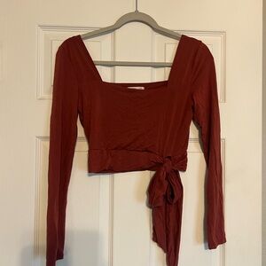 Sozy Red Long Sleeve Crop Top